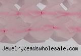 CRQ409 15.5 inches 12mm faceted nuggets matte rose quartz beads