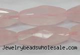 CRQ41 15.5 inches 14*32mm faceted rice natural rose quartz beads