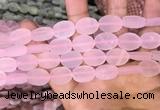 CRQ421 15.5 inches 12*16mm oval matte rose quartz beads wholesale