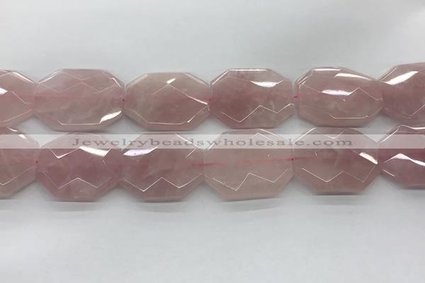 CRQ429 30*35mm - 35*45mm faceted octagonal rose quartz beads