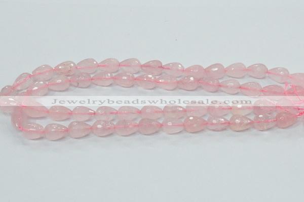 CRQ43 15.5 inches 10*14mm faceted teardrop natural rose quartz beads