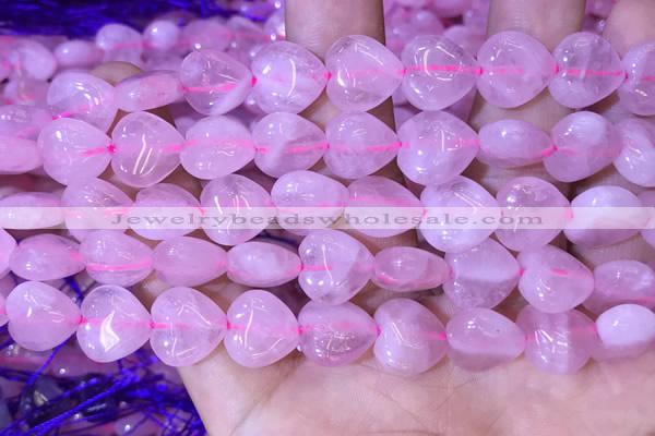 CRQ431 15.5 inches 12*12mm heart rose quartz beads wholesale