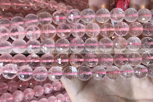 CRQ446 15.5 inches 10mm faceted round rose quartz beads