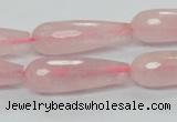 CRQ45 15.5 inches 10*30mm faceted teardrop natural rose quartz beads