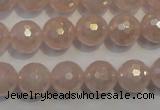 CRQ515 15.5 inches 14mm faceted round AB-color rose quartz beads