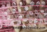 CRQ559 Top drilled 8*12mm faceted briolette rose quartz beads