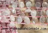 CRQ563 Top drilled 13*18mm faceted briolette rose quartz beads