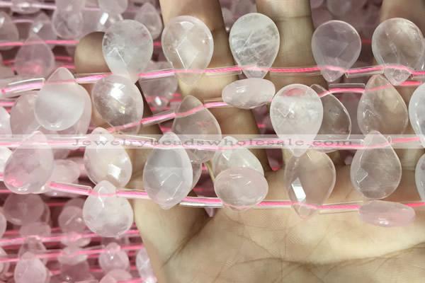 CRQ563 Top drilled 13*18mm faceted briolette rose quartz beads