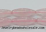 CRQ57 15.5 inches 10*30mm rice natural rose quartz beads wholesale