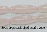 CRQ58 15.5 inches rice 10*30mm natural rose quartz beads wholesale