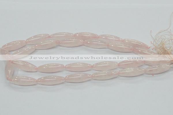 CRQ58 15.5 inches rice 10*30mm natural rose quartz beads wholesale