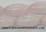 CRQ60 15.5 inches 15*30mm rice natural rose quartz beads wholesale