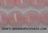 CRQ601 15.5 inches 12mm flat round rose quartz beads wholesale