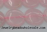 CRQ603 15.5 inches 18mm flat round rose quartz beads wholesale