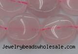 CRQ604 15.5 inches 20mm flat round rose quartz beads wholesale