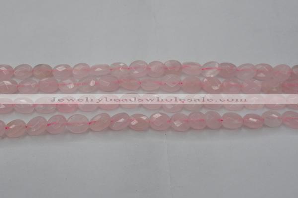 CRQ618 15.5 inches 8*10mm faceted oval rose quartz beads wholesale