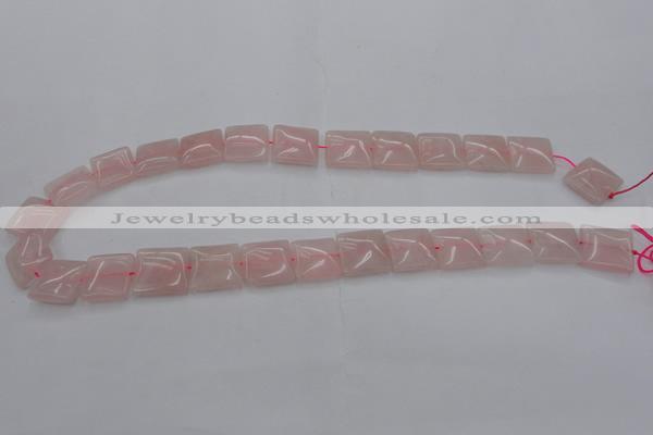 CRQ623 15.5 inches 14*14mm square rose quartz beads wholesale