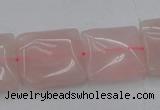 CRQ625 15.5 inches 18*18mm square rose quartz beads wholesale