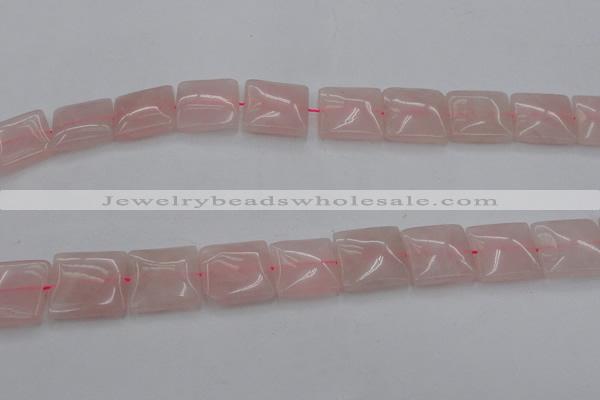 CRQ626 15.5 inches 20*20mm square rose quartz beads wholesale