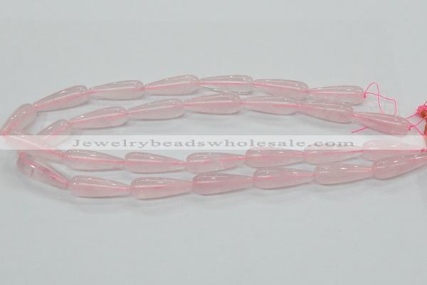 CRQ63 15.5 inches 10*30mm teardrop natural rose quartz beads wholesale