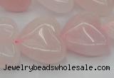 CRQ634 15.5 inches 22*22mm heart rose quartz beads wholesale