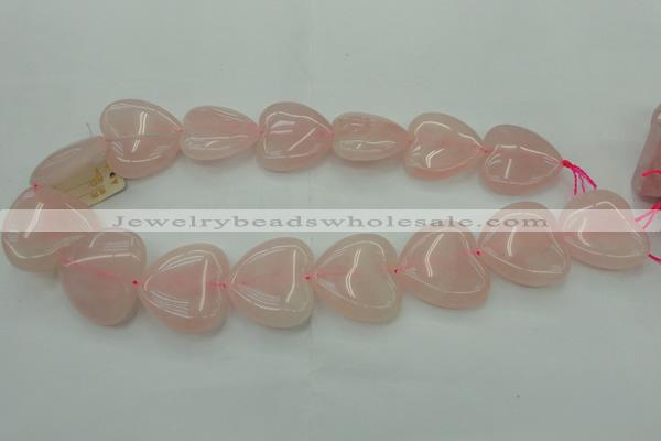 CRQ635 15.5 inches 30*30mm heart rose quartz beads wholesale