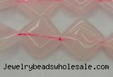 CRQ638 15.5 inches 14*14mm diamond rose quartz beads wholesale