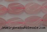 CRQ640 15.5 inches 13*18mm twisted flat teardrop rose quartz beads