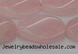 CRQ645 15.5 inches 18*25mm twisted oval rose quartz beads