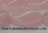 CRQ646 15.5 inches 20*30mm twisted oval rose quartz beads