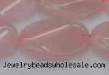 CRQ647 15.5 inches 25*35mm twisted oval rose quartz beads