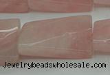 CRQ651 15.5 inches 20*30mm twisted rectangle rose quartz beads