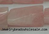 CRQ652 15.5 inches 25*35mm twisted rectangle rose quartz beads