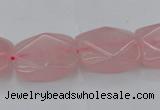 CRQ657 15.5 inches 15*20mm faceted rectangle rose quartz beads