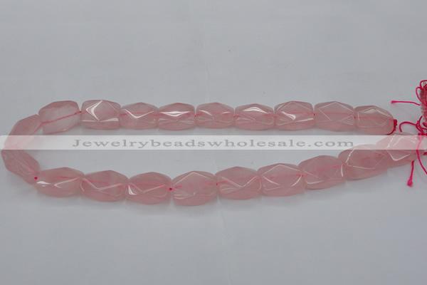 CRQ657 15.5 inches 15*20mm faceted rectangle rose quartz beads