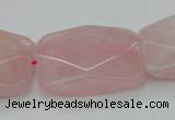 CRQ658 15.5 inches 22*30mm faceted rectangle rose quartz beads