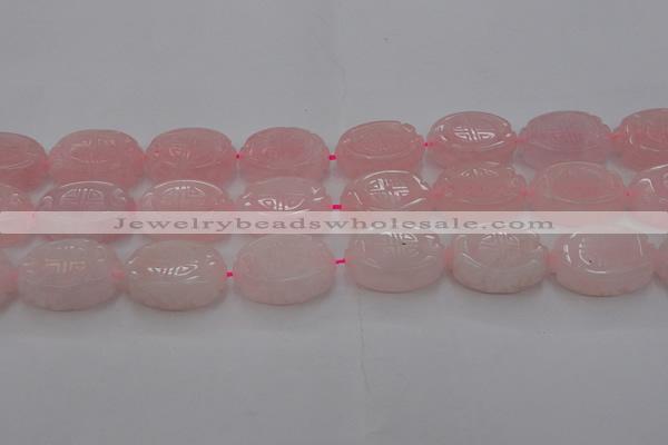 CRQ665 15.5 inches 18*25mm carved oval rose quartz beads