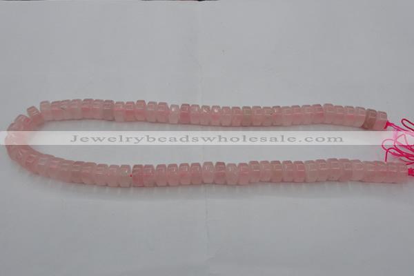 CRQ684 15.5 inches 5*10mm tyre rose quartz beads wholesale