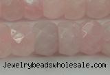 CRQ686 15.5 inches 8*14mm faceted rondelle rose quartz beads