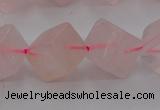 CRQ694 15.5 inches 10*10mm cube rose quartz beads wholesale