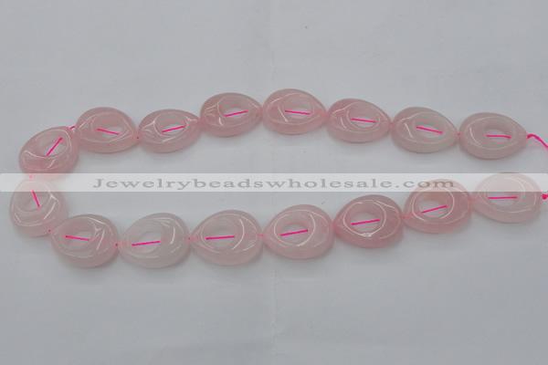 CRQ708 15.5 inches 20*25mm flat teardrop rose quartz beads