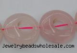 CRQ710 15.5 inches 25mm flat round rose quartz beads