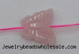 CRQ716 15.5 inches 25*30mm carved butterfly rose quartz beads