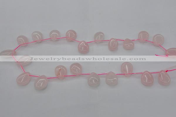 CRQ719 Top drilled 15*20mm flat teardrop rose quartz beads