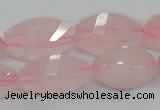 CRQ72 15.5 inches 12*24mm twisted rice natural rose quartz beads