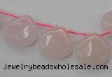 CRQ721 Top drilled 15*15mm flat teardrop rose quartz beads