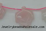 CRQ740 Top drilled 22*30mm carved leaf rose quartz beads