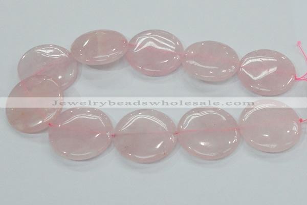 CRQ75 15.5 inches 40mm flat round natural rose quartz beads