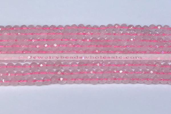 CRQ795 15.5 inches 4mm faceted round rose quartz gemstone beads