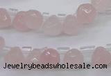 CRQ800 Top drilled 7*7mm faceted teardrop rose quartz beads